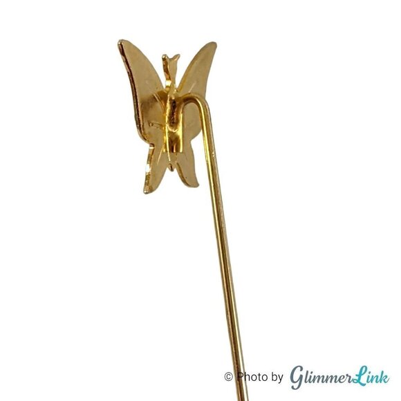 Vintage Gold Tone Butterfly Stick Pin - Picture 4 of 13